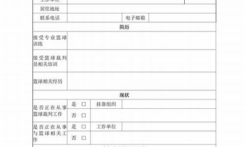 国家篮球裁判员报考-篮球裁判国家级报名表